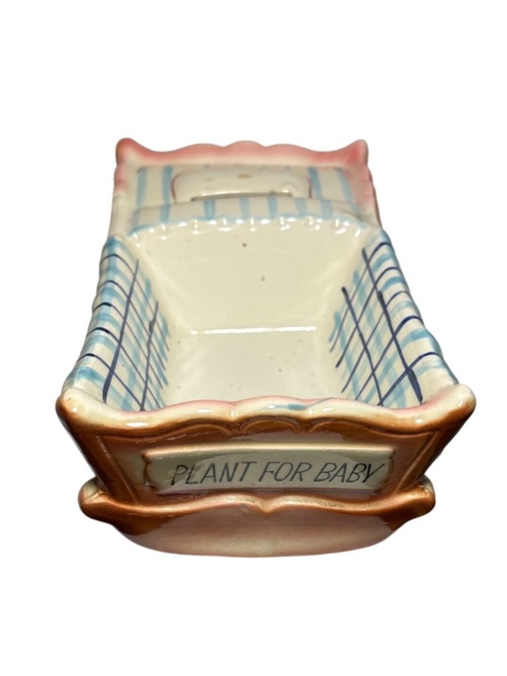 Vintage Ceramic Baby Cradle Planter Or Bank Save For Baby & Plant For Baby Japan